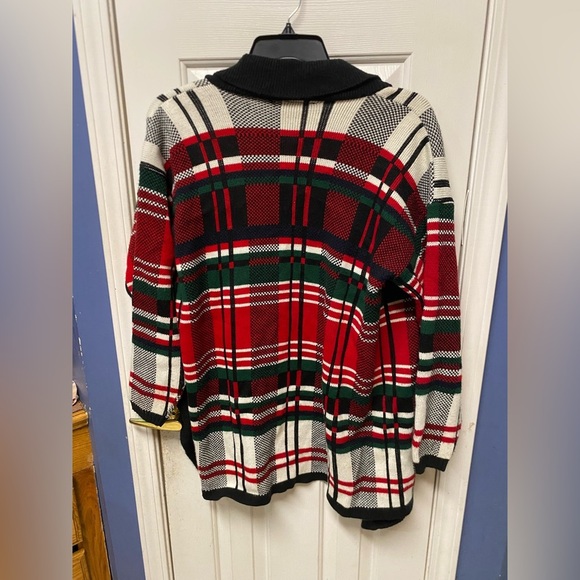 Vintage Huntington Ridge Red Striped Open Cardigan Acrylic Sweater Womens S - Picture 5 of 7